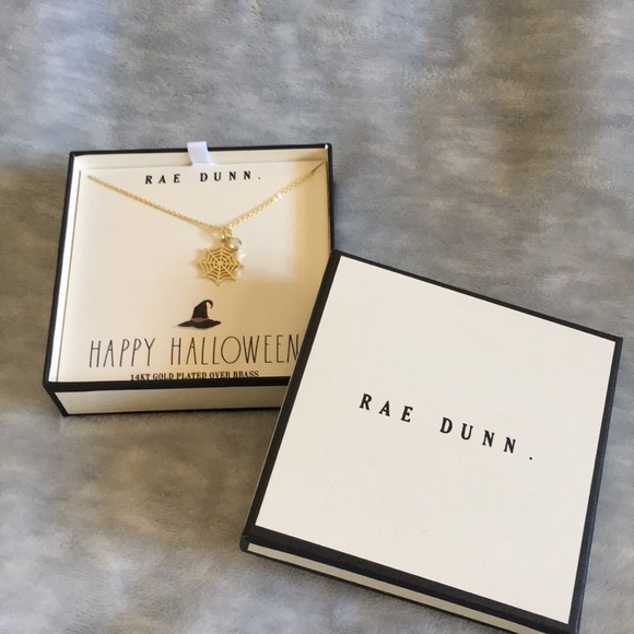 Rae Dunn Spider Webb Irridescent Crystal Charm Pendant Necklace Boxed Set NWT - Picture 7 of 12